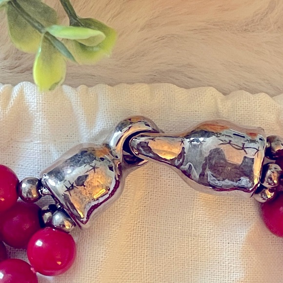 Wonderful Simon Sebbag Red Coral Triple Strand Necklace - Picture 6 of 8